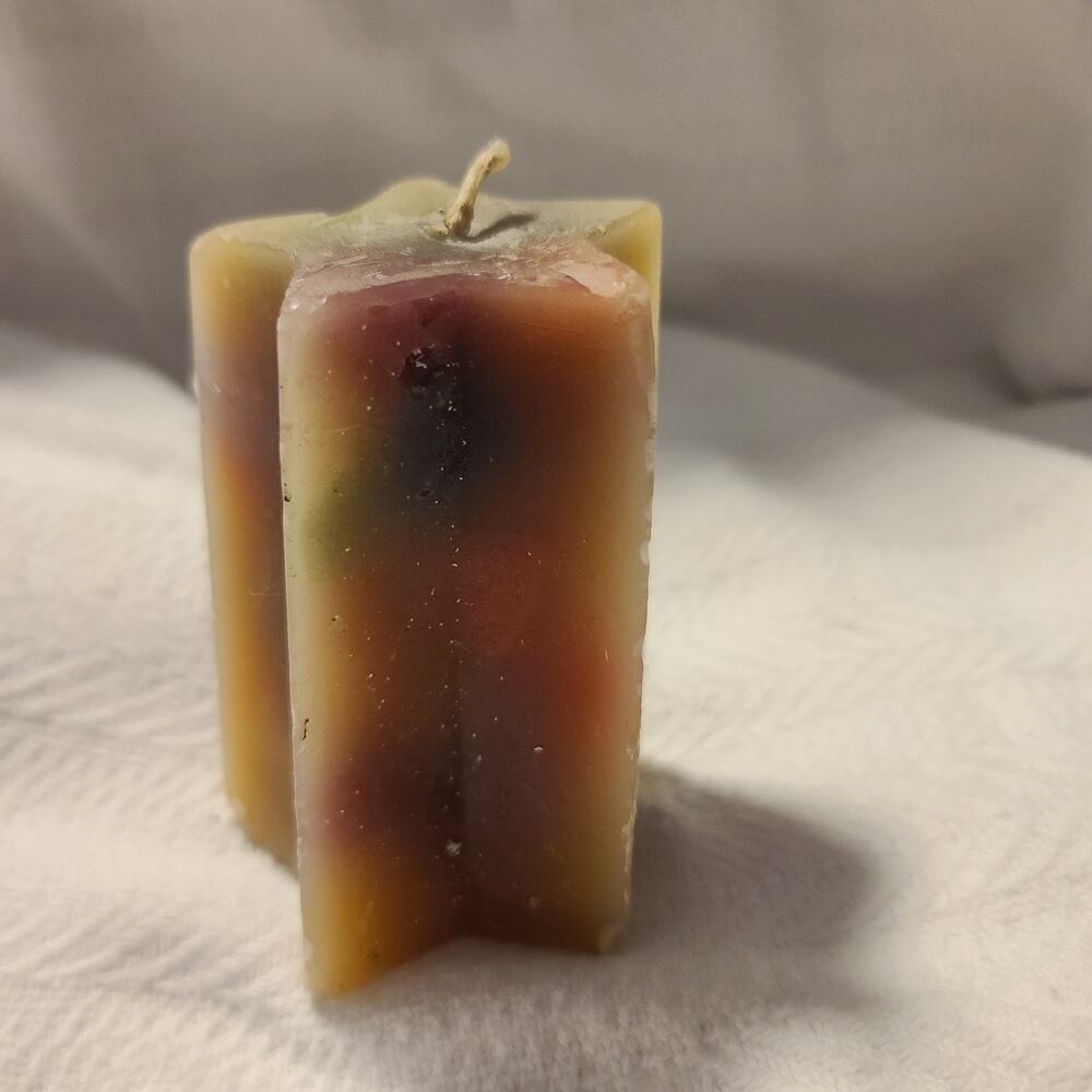 Star Chunky Wax Pillar Candle Multi-Color Pieces Inside Whimsigoth Celestial